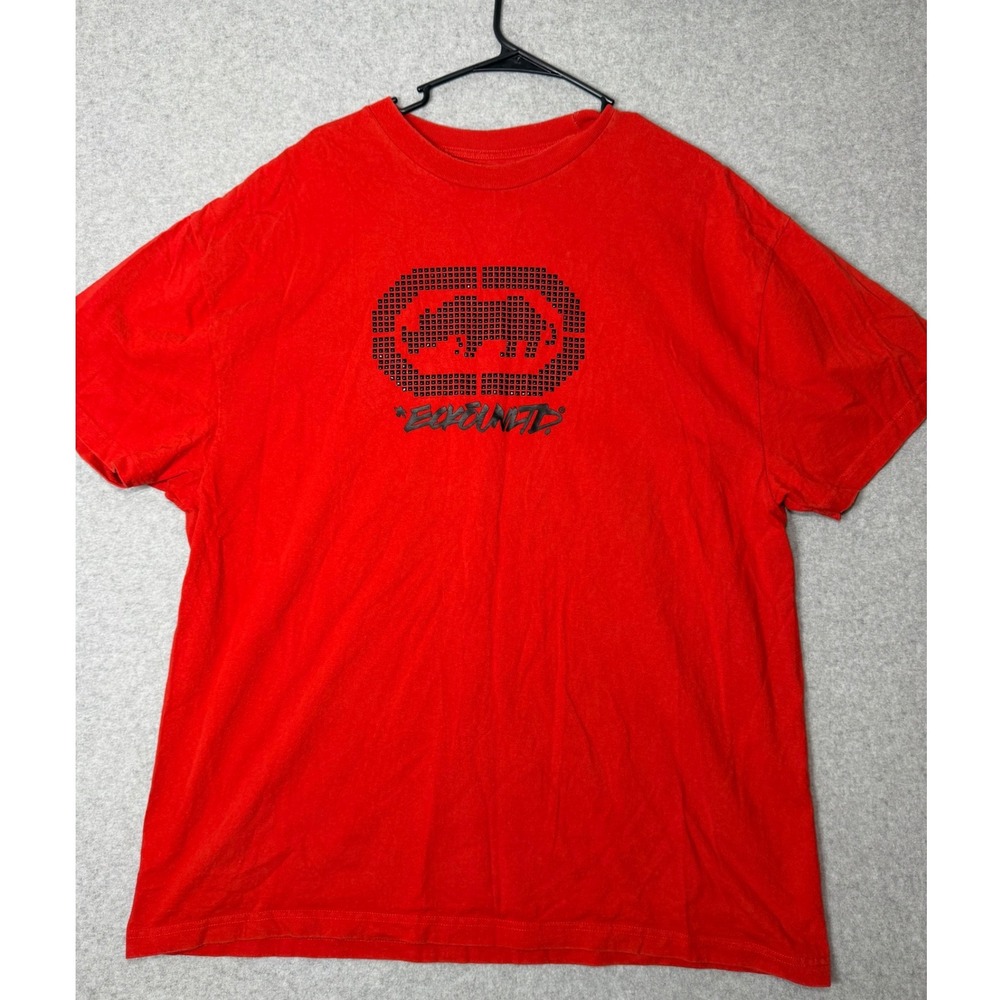Ecko Unltd T Shirt Mens XXL Red Rhino Graphic Studded Streetwear Cotton Tee